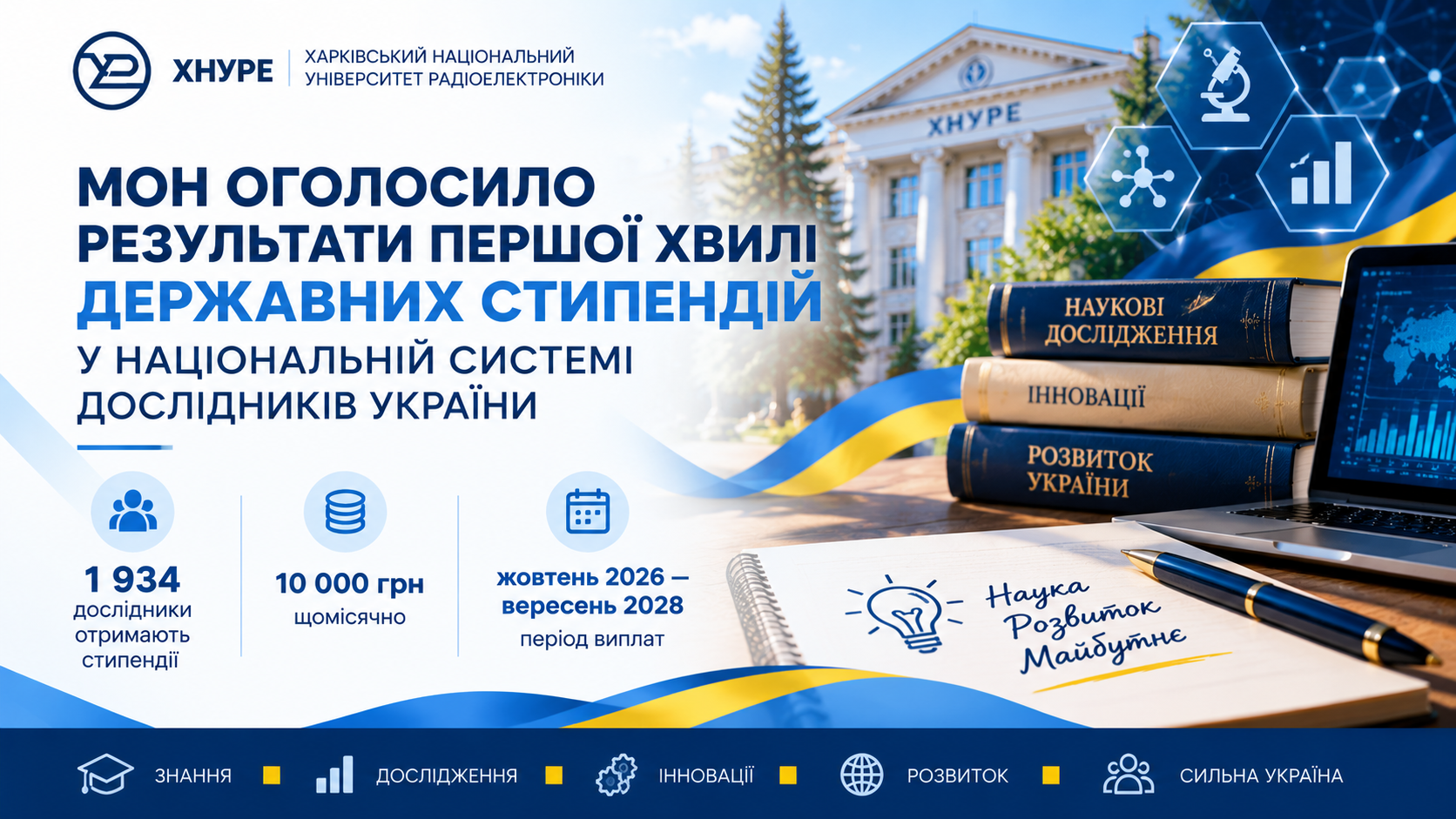 МОН оголосило результати першої хвилі призначення державних стипендій у Національній системі дослідників України